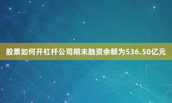 股票如何开杠杆公司期末融资余额为536.50亿元